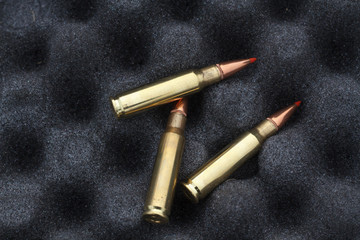 Bullets for rifle. Bullet in the box.