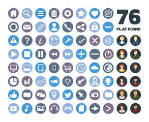76 web flat icons