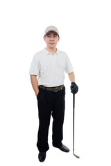 Smiling Asian Chinese Man posing with Golf Club