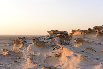 Beautiful Fossil Rock formation in Abu Dhabi Desert. © kingslyg