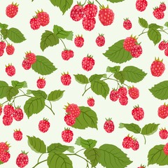 Seamless pattern with juicy raspberry. Vector illustration.