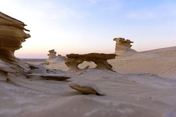Beautiful Fossil Rock formation in Abu Dhabi Desert. © kingslyg