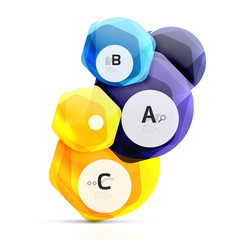 Shiny style modern geometrical hexagons web boxes