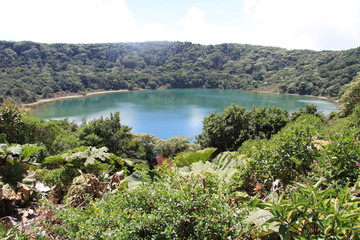 Fototapeta na wymiar Hiking Trail by The Lake Botos, Poás Volcano National Park , Costa Rica
