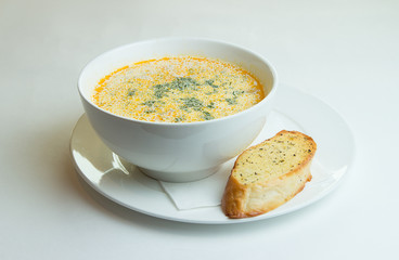 creamy soup with salmon