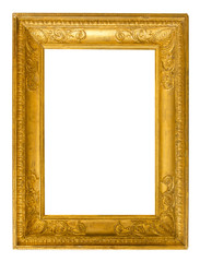 Antique golden frame isolated on white background