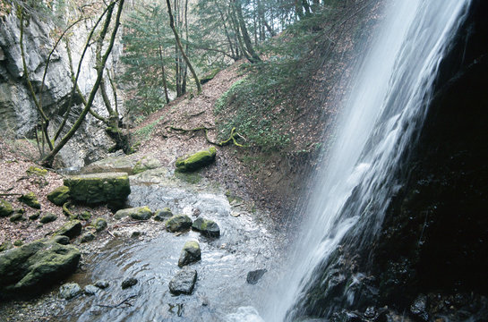 Waterfall Angon on Annecy lake, Savoy