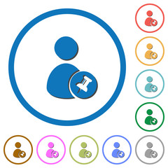 Pin user account icons with shadows and outlines