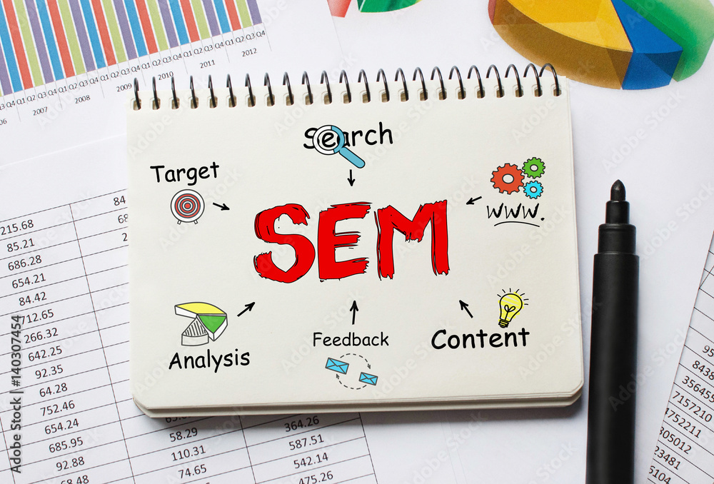 Poster notebook with toolls and notes about sem,concept