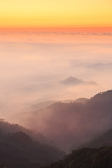 The sunset on the mountain,The whole sky was dyed orange,Taiwan,Asia.