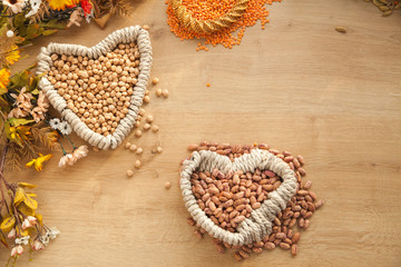 Peas, beans and lentils organic products for healthy life style.