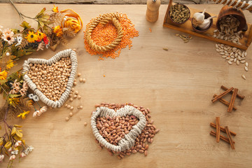 Peas, beans and lentils organic products for healthy life style.