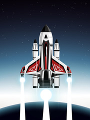 Obraz premium space shuttle launching from earth to other planet