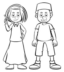 Doodles character girl and boy