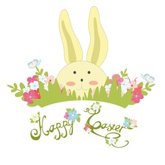 Obraz na płótnie Canvas happy easter banner with rabbit