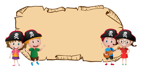 Obraz na płótnie Canvas Blank map with four pirates
