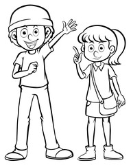 Character outline for man and woman