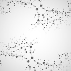 Structure molecule and communication. Dna, atom, neurons. Scientific concept for your design. Connected lines with dots. Medical, technology, chemistry, science background. Vector illustration.