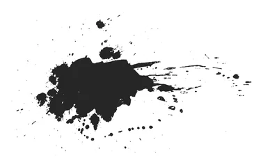 Gordijnen Isolated ink spot on white background. Black paint splash illustration. © inspiring.team