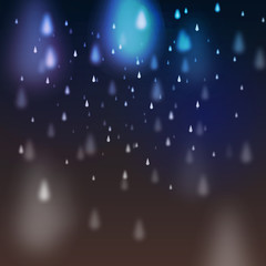 Abstract Rain on Dark Background - Vector Illustration