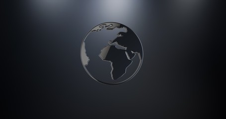 Earth Black 3d Icon
