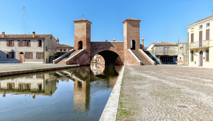 Fototapeta na wymiar Comacchio, Italy. The little Venice of Emilia Romagna