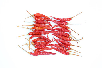 Dried chili pepper on white background