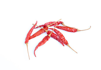 Dried Whole Red Chillies on white background