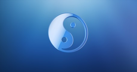 Yin and yang Blue 3d Icon