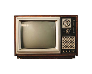 Old vintage TV on white background