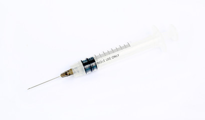 syringe with needle on a white background, Syringe Medical equipment