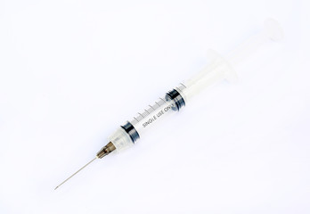 syringe with needle on a white background, Syringe Medical equipment