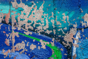 Blue graphitti peeled off