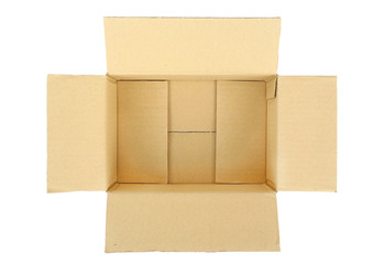 open cardboard box isolated on a white background