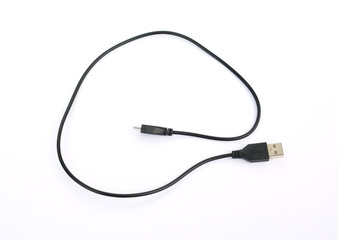 Cable connector micro-USB to USB on white background