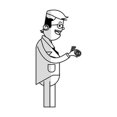 businessman holding coin icon image vector illustration design 