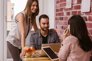 People working together in startup