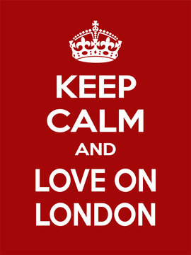 Vertical rectangular red-white motivation the love on London poster based in vintage retro style
