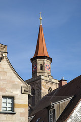 Fototapeta na wymiar Tower of church St Michael in Furth
