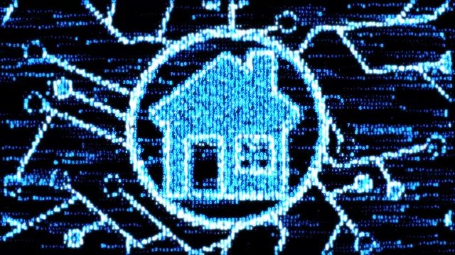The concept of smart home. House of computer code