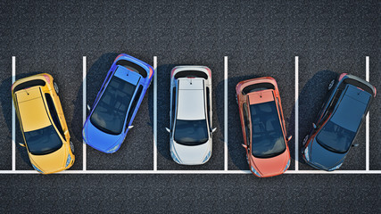 Bad Driver on Parking. 3d rendering - obrazy, fototapety, plakaty