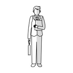 faceless businessman holding briefcase icon image vector illustration design