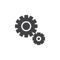 Gear, cogwheel icon vector, filled flat sign, solid pictogram isolated on white. Configuration, settings symbol, logo illustration. Pixel perfect