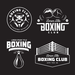 Fototapeta premium Boxing club labels set. Vector vintage illustration.