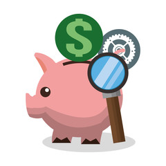 piggy bank and money or economy related icons image vector illustration design 
