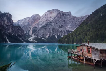 Foto op Plexiglas Calm atmosphere in idyllic mountain lake at dawn © rasica