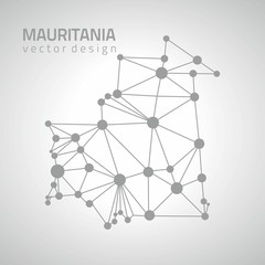 Mauritania grey outline vector grey perspective map of Africa