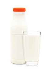Fototapeta na wymiar a cup of milk and bottle of milk isolated