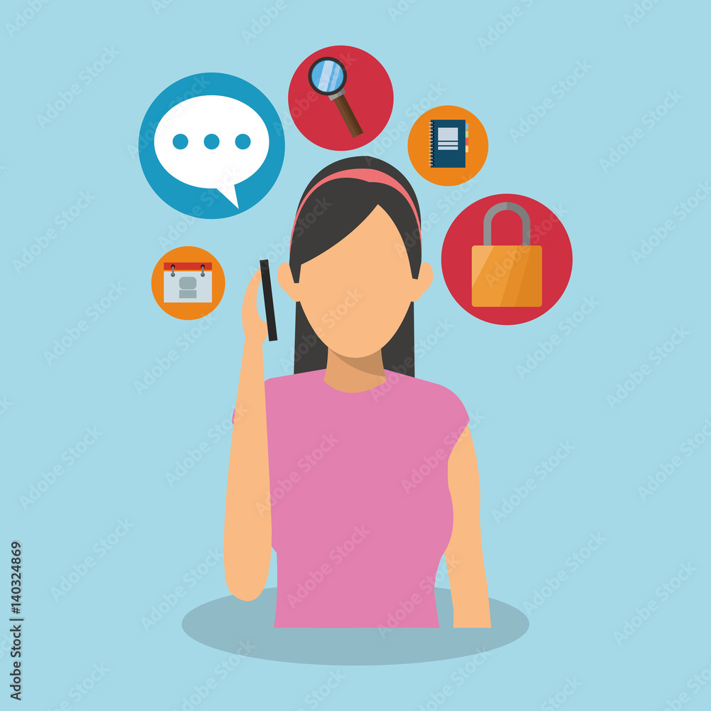 Poster assorted cellphone applications related icons image vector illustration design