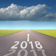 Empty highway to upcoming 2018 at idyllic environment